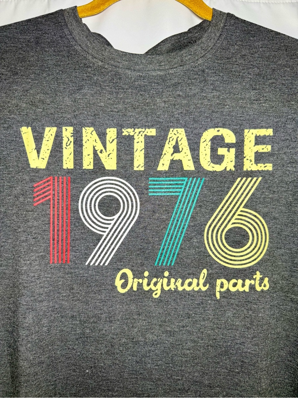 Women’s Vintage 1976 Original Parts Graphic Tee Gray Retro Birthday Shirt Medium
